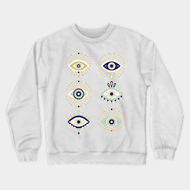 evil eyes Crewneck Sweatshirt by CatCoq